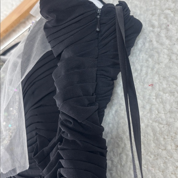 NWT Terani Couture Womens Black Beaded Neckline Strapless High Low Gown Size 18 - Picture 7 of 16